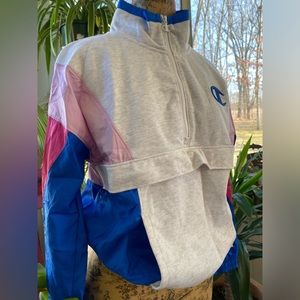 Women's Mixed Media Half-Zip Pullover Sweatshirt